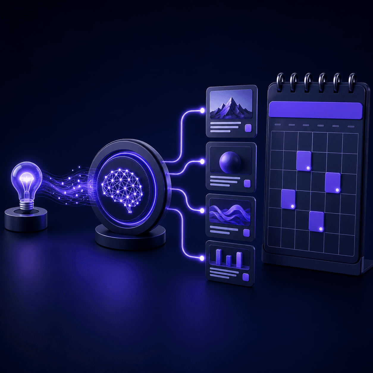 AI content workflow and scheduling artwork generated for UpliftAI Social